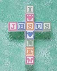 Wall Cross-Jesus Loves Me Blocks-Pastel