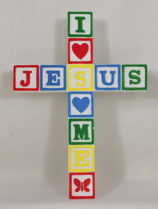 Wall Cross-Jesus Loves Me Blocks-Primary Colors