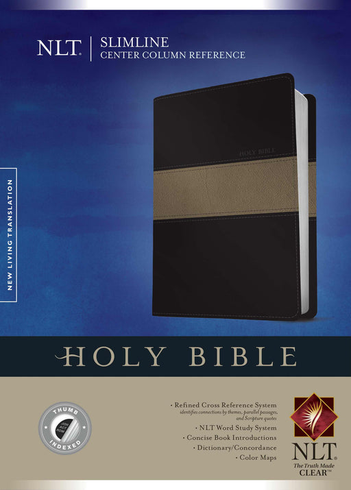 NLT2 Slimline Center Column Reference Bible-Black/Taupe TuTone Indexed