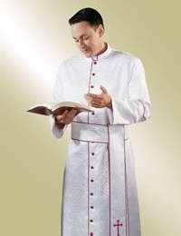 Clergy Cassock-H58-Chest 40-43/Neck 17/Sleeve 34-White