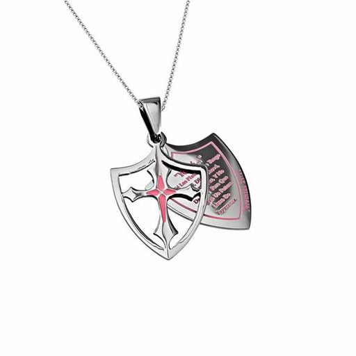 Span-Necklace-2 Piece Shield Cross-I Know (Womens)-18" Chain