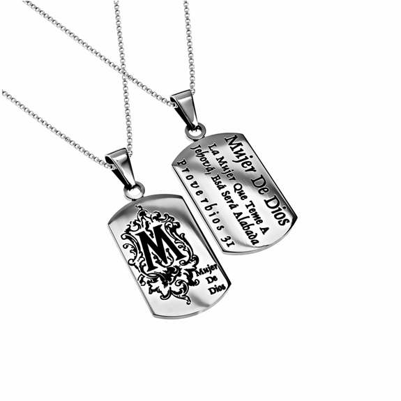 Span-Necklace-Dog Tag-Woman Of God (Prov 31)-18" Chain