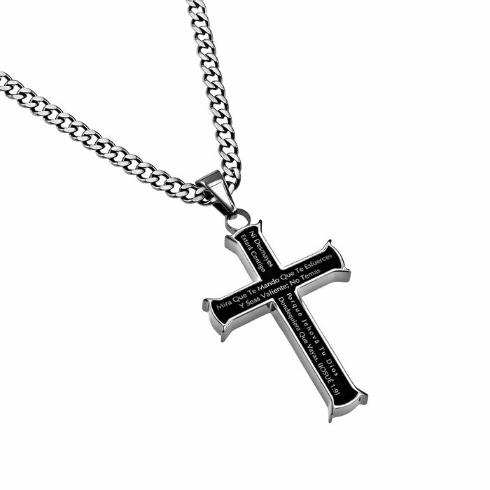 Span-Necklace-Black Iron Cross-Courage (Mens)-24" Chain
