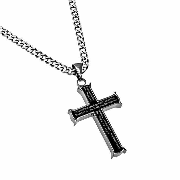 Span-Necklace-Black Iron Cross-I Know (Mens)-24" Chain