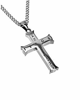 Span-Necklace-Silver Iron Cross-By His Blood (Mens)-20" Chain
