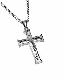 Span-Necklace-Silver Iron Cross-Through Christ (Mens)-20" Chain
