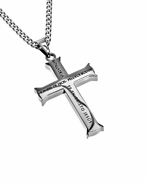 Span-Necklace-Silver Iron Cross-Man Of God (Mens)-24" Chain