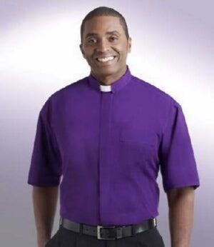 Clerical Shirt-Short Sleeve w/Tab-18 In-Purple