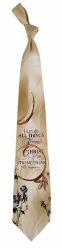 I Can Do All Things-Phil 4:13-Tan (100% Silk) Tie