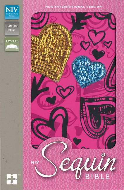 NIV Sequin Bible-Hot Pink Hearts Hardcover