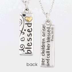 Necklace-Two-Tone Blessed/Prov. 31:28 w/18" Chain-Pewter
