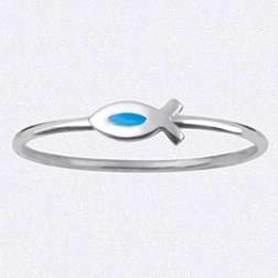Ring-Small Fish (Ladies)-Stackable (Sterling Silver) (Size 8)