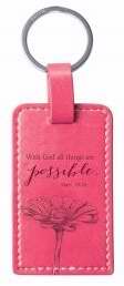 Leather Keyring-With God/Pink Orchid
