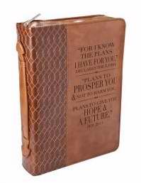 Bible Cover-For I Know The Plans/Tan Twirl-Medium-Luxleather