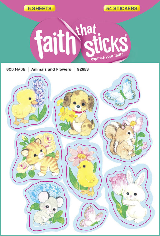 Sticker-Animals & Flowers (6 Sheets) (Faith That Sticks)