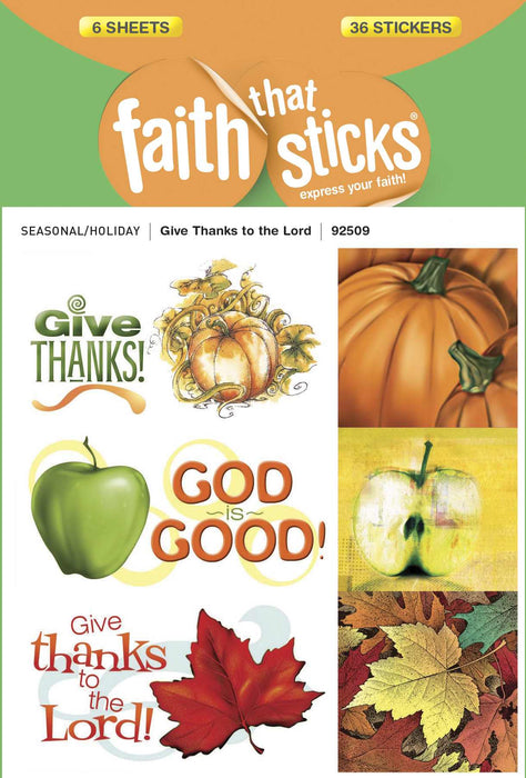 Sticker-Give Thanks To The Lord (6 Sheets) (Faith That Sticks)