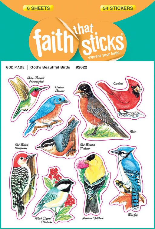 Sticker-God's Beautiful Birds (6 Sheets) (Faith That Sticks)