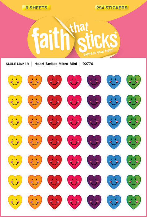 Sticker-Heart Smiles Micro-Mini (6 Sheets) (Faith That Sticks)