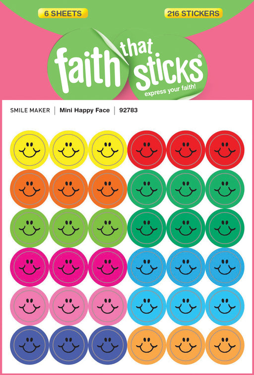 Sticker-Mini Happy Face (6 Sheets) (Faith That Sticks)