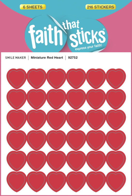Sticker-Miniature Red Heart (6 Sheets) (Faith That Sticks)