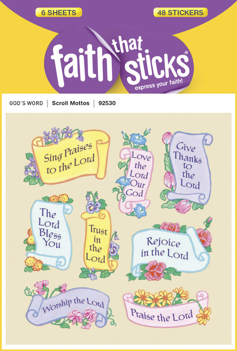 Sticker-Scroll Motto (6 Sheets) (Faith That Sticks)