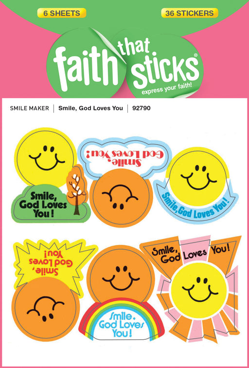 Sticker-Smile God Loves You (6 Sheets) (Faith That Sticks)