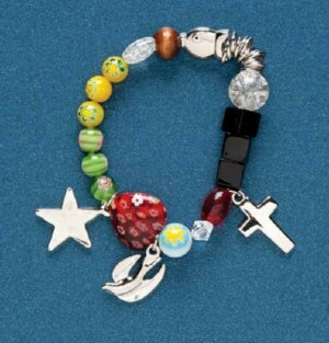 Christs Story-Bead & Charm-Color-Stretch Bracelet
