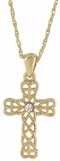 Celeste Cross Pendant w/Heart-Gold Necklace