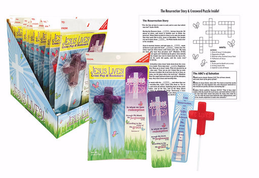 Candy-Scripture Cross Pops w/Bookmark In Display (Set Of 12) (Pkg-12)
