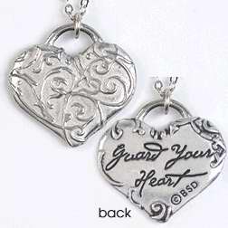 Necklace-Guard Your Heart w/20" Cable Chain-Pewter