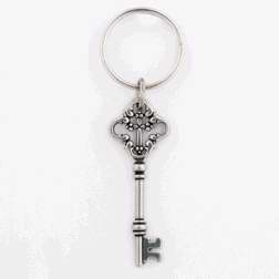Key Chain-Key w/Cross-Pewter