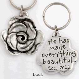 Key Chain-Flower (Ecclesiastes 3:11)-Pewter