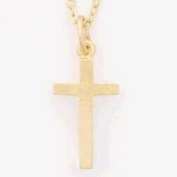 Cross Small Plain w/18" Cable Chain Necklace- Gold Plated
