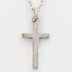 Cross Small Plain w/18" Cable Chain Necklace- Pewter
