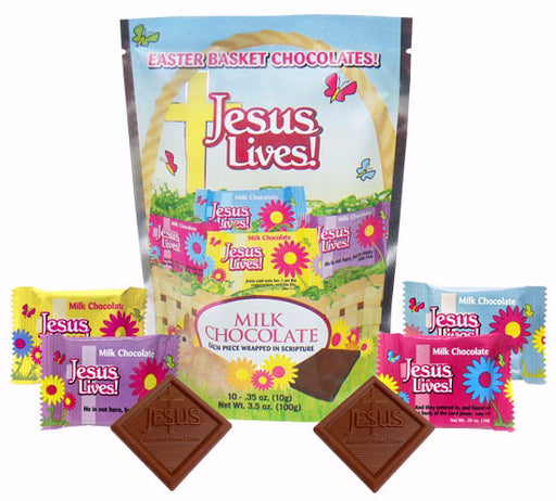 Candy-Jesus Lives! (10 Milk Chocolate Squares In Bag)
