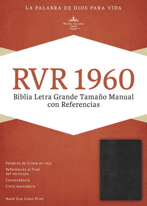 Span-RVR 1960 Hand Size Giant Print Reference Bible-Black Imitation Leather Indexed (Repack)