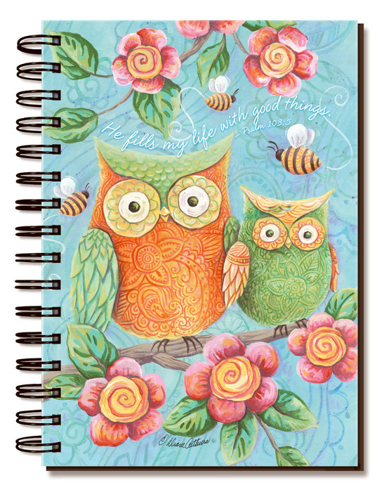 Journal-Patterned Owls (5.7" x 8.3")
