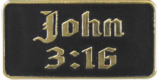 Lapel Pin-John 3:16 (Black/Gold) (Pack of 12) (Pkg-12)