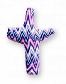 Pocket Cross-Comforting Clay-Purple Chevron (3")