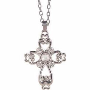 Pendant-Magnifier-Heart Cross w/Pearl And Lords Pr