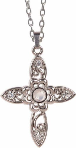 Pendant-Magnifier-Floral Cross w/Pearl And Lords P