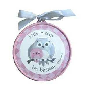 Wall Plaque-Little Miracle Big Blessing w/Owls-Pin