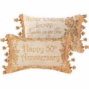 Pillow-Happy 50th Anniversary-Gold (12.5 x 8.5)