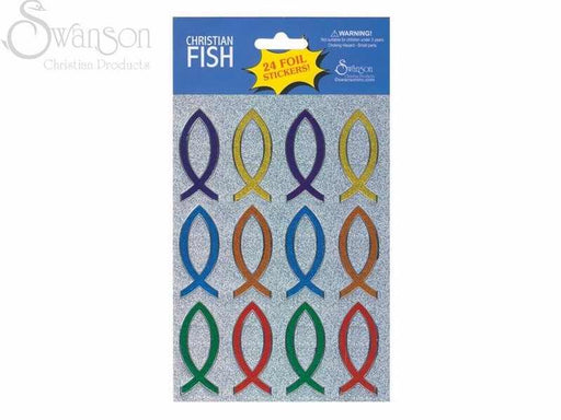 Sticker-Christian Fish (Foil)-24 Count (Pack of 10) (Pkg-10)