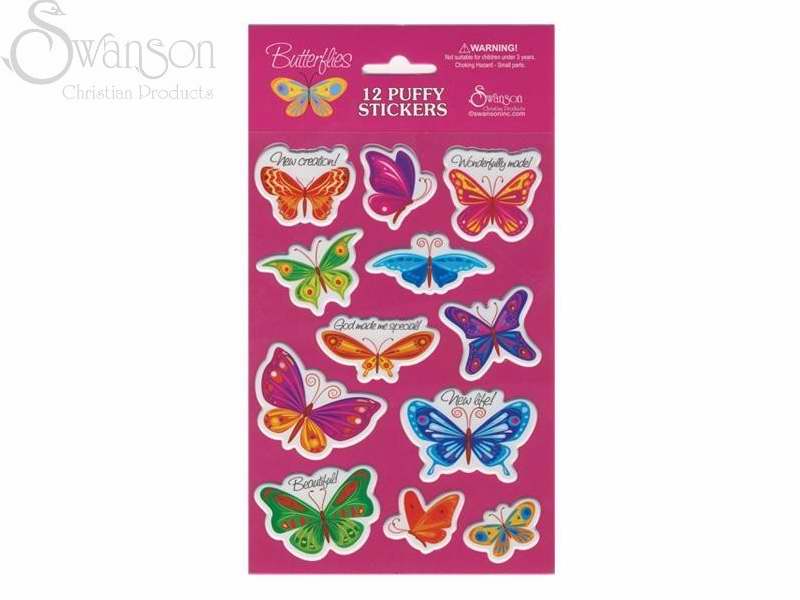 Sticker-Butterflies (Puffy)-12 Count (Pack of 10) (Pkg-10)