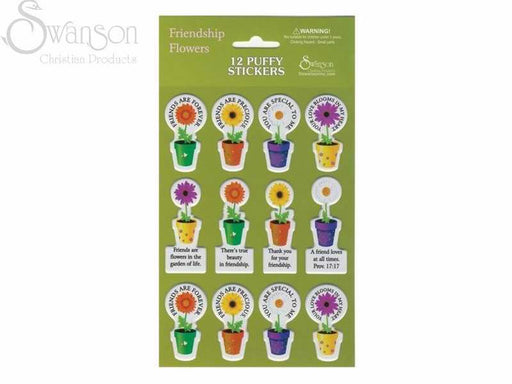 Sticker-Friendship Flowers (Puffy)-12 Count (Pack of 10) (Pkg-10)