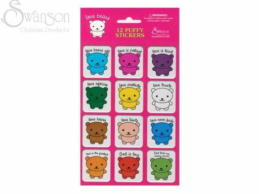 Sticker-Love Bears (Puffy)-12 Count (Pack of 10) (Pkg-10)