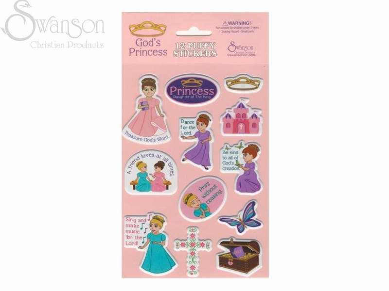 Sticker-Gods Princess (Puffy)-12 Count (Pack of 10) (Pkg-10)