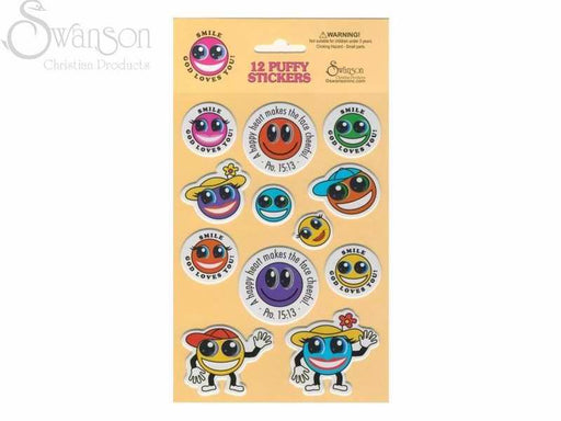 Sticker-Smile (Puffy)-12 Count (Pack of 10) (Pkg-10)
