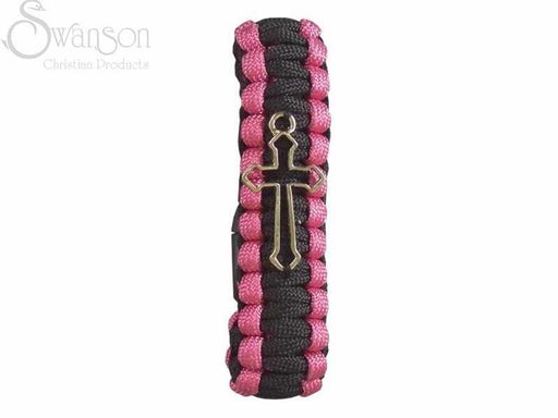 Bracelet-Spiritual Survival Paracord w/Cross-Pink